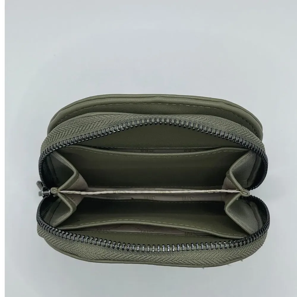 Steve Madden Zip Dome Wallet Coin Purse Olive Green NEW Faux Leather SM